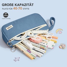 Kalidi PU-Leather Pencil Case Pencil Case Pencil Case Pencil Case School Supplies Organiser Unisex for Office & School (Navy)