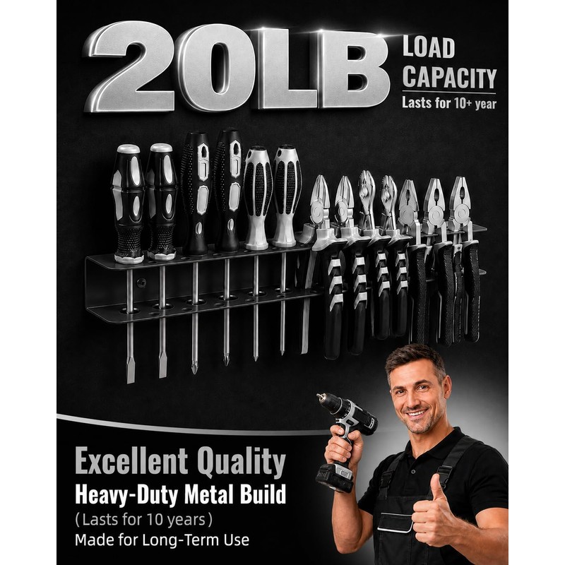 loyerfor Screwdriver Plier Organizer Wall Mount,Metal Utility Metal Tool Holder