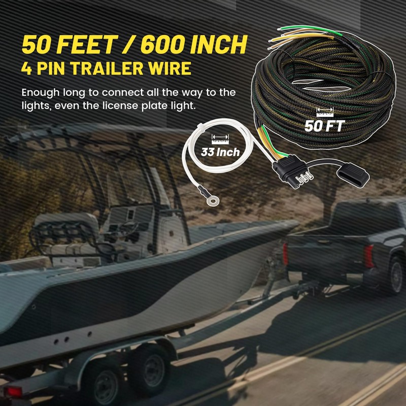 Oyviny 4 Pin 5 Wire Trailer Wiring Harness - 50FT