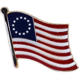 Betsy Ross Historic Flag Die-struck Metal Single Lapel Pin with Butterfly Clasp Closure
