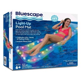 Bluescape Inflatable Pool Raft/Float, Color-Changing LED Light-Up, Waterproof