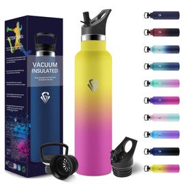 Thermos Flask, 1000 ml, BPA-Free, Stainless Steel, Leak-Proof Insulated Flask, Double-Walled, Stainless Steel, Thermos Flask with Straw, Suitable for Carbonated Drinking Bottle