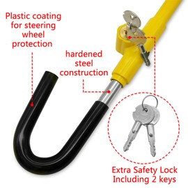 KAYCENTOP Car Steering Wheel to Brake Pedal Lock Auto Security Product Anti-Theft Lock Device Bright Yellow Universal