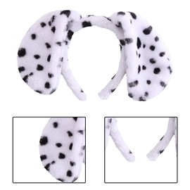 JNAWA 2Pieces Dalmatian Dog Hair Band Plush Cartoon Hair Hoop Animal Headwear White and Black Spot Dog Ears Headband Animal Fancy Dress for Women Girls
