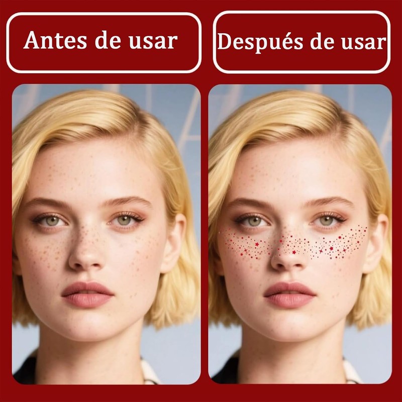 Glitter Pecas Cara Tatuaje, Tatuajes Temporales Pecas de Glitter para
