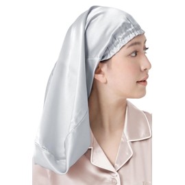 Seawind Silk Nightcap for Long Hair, 2.9 oz (22 monme), Night Cap, Silk Cap, Lustrous and Beautiful Hair, silvery grey