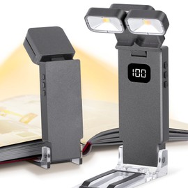 Dott Arts Book Lights for Reading at Night,Rechargeable 1000mAh Reading Lights for Books in Bed Dual-Heads Small Desk Lamps for Home Office with 5 Colors,Timer Function,LED Clip Light for Kids Room