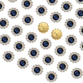 sourcing map 100pcs Sew on Rhinestones, 12mm Flower Claw Rhinestones Crystal Glass Metal Base Sewing Gems Buttons for Sewing Accessories Clothes Shoes Earring Belt Crafts, Yale Blue