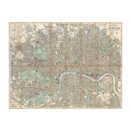 History Prints London, England - 1890 Bacon Map - Lovely First Quality Antique Reproduction - 24 x 36 inches