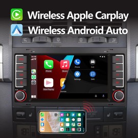 YZKONG Car Radio for VW Touareg T5 Multivang 2004-2009, Wireless Apple Carplay and Android Auto HiFi Sound Volkswagen Stereo Touch Screen Car Multimedia Player with Bluetooth AM/FM USB Port