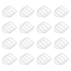 uxcell 16Pcs Plastic Ladder Slider, 1" (25mm) Transparent Adjustable Lock Buckles Tension Lock Tri-Glides for Belt Backpack Straps Part Replacement