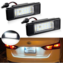 car passion LED License Plate Lighting | Number Plate Lighting LED Compatible with Nissan Juke Qashqai X-Trail | Built-in CANBus Resistor No Error 6000K Ice White Light Replacement Lamp Plate