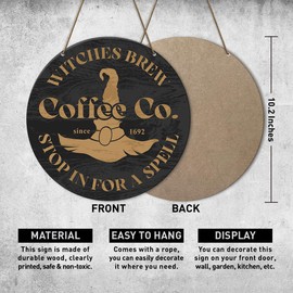 Witch Decor Sign, Coffee Decorations for Bar Shop Corner, Witch Cafe Bar Kitchen Decor, Witches Witchcraft Decor for Home, Gifts for Coffee Lover Women Girls, Witches Brew