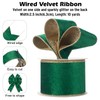 Green Velvet Christmas Ribbon Wired for Christmas Tree, 2.5 inch×10