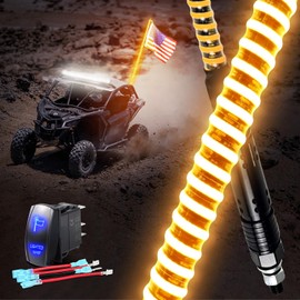 VISWIKER 1PC 3FT New Upgrade Super Bright Orange COB Whip Lights, Quick Install and Removal, Durable and Weather Resistant, Perfect for Truck, ATV, UTV, Boat, Polaris RZR, Can-Am Maverick X3