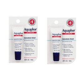 Aquaphor Lip Repair Ointment - Long-lasting Moisture to Soothe Dry Chapped Lips - .35 fl. oz Tube, 2 Pack