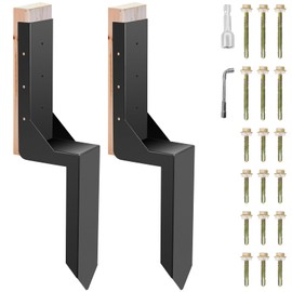 ATCWF Heavy Duty Steel 4''x4'' Fence Post Repair Kit, Fence Post Anchor Ground Spike for Repair Repairing Tilted/Broken Wood Posts (2 Pack, Black)