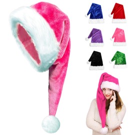 Pack of 2 Christmas Hats, Santa Hat, Children's Plush, 38 cm Plush Santa Hat with Double Velvet for Christmas Parties, Comfortable, Thick, Classic Santa Hat for Festive Parties in the New Year