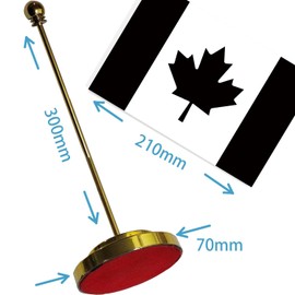 Black Canadian Desk Small Flag Set,5×8 Inch Dark Canada Mini Desktop table Banner,12" Metal Solid Pole Decor,Tiny Digital Printed Polyester Banner With Golden Base