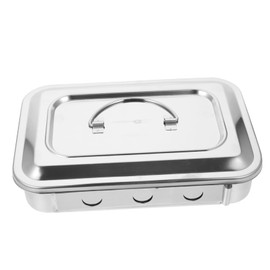WOONEKY Stainless Steel Sterilization Box Lid for Makeup Tools High Temperature Resistant Soaking Tray for Professional Use and Home