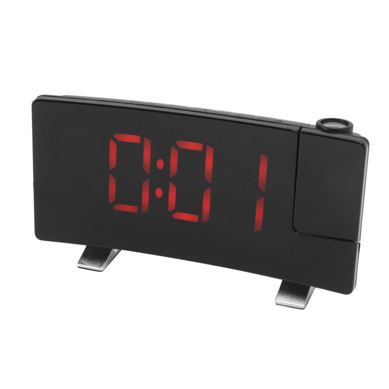 Radio Projection Alarm Clock LED Display Electronic Clock Curved Screen