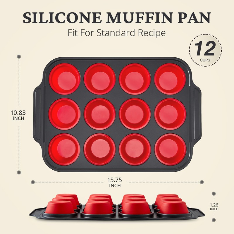 BRONYPRO Silicone Muffin Pan with Metal Frame, Egg Bite Maker