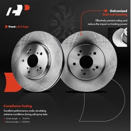 A-Premium 11.65 inch (296mm) Front Vented Disc Brake Rotors Compatible with Select Honda and Acura Models - CR-V 2007-2016, Crosstour 2012-2015, Accord Crosstour 2010-2011, RDX 2007-2012, 2-PC Set