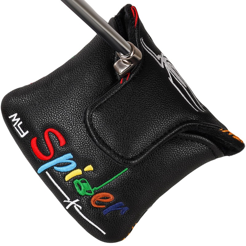 Golf Square Mallet Putter Cover Magnetic Heel-Shaft Headcovers Colorful Spider