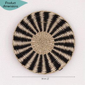 DECCARO Boho Wall Basket, Black, Medium