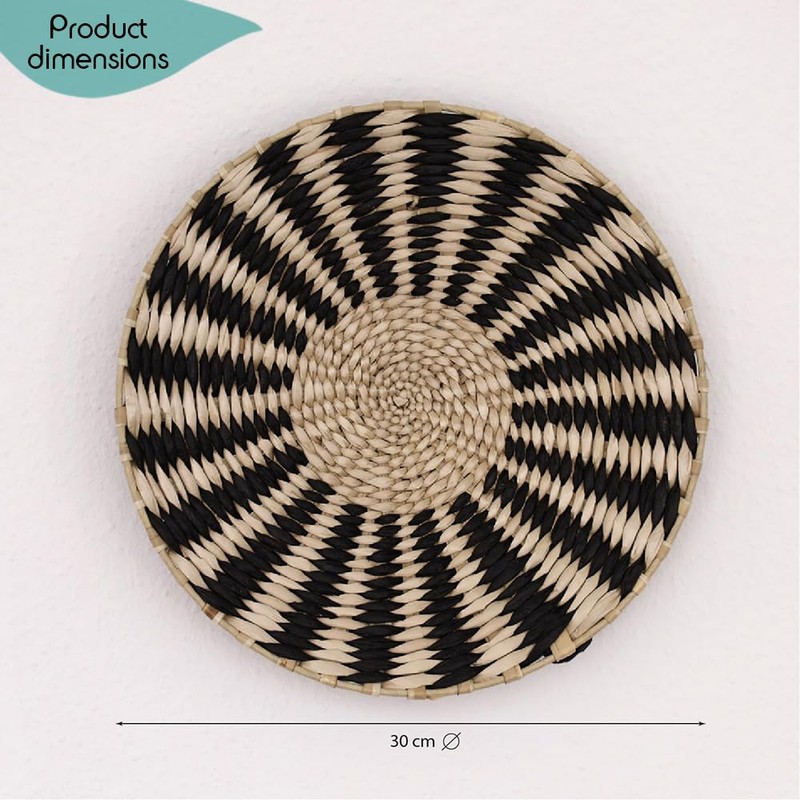 DECCARO Boho Wall Basket, Black, Medium