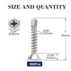 #6 x 1" Sheet Metal Screws 100Pcs 410 Stainless Steel