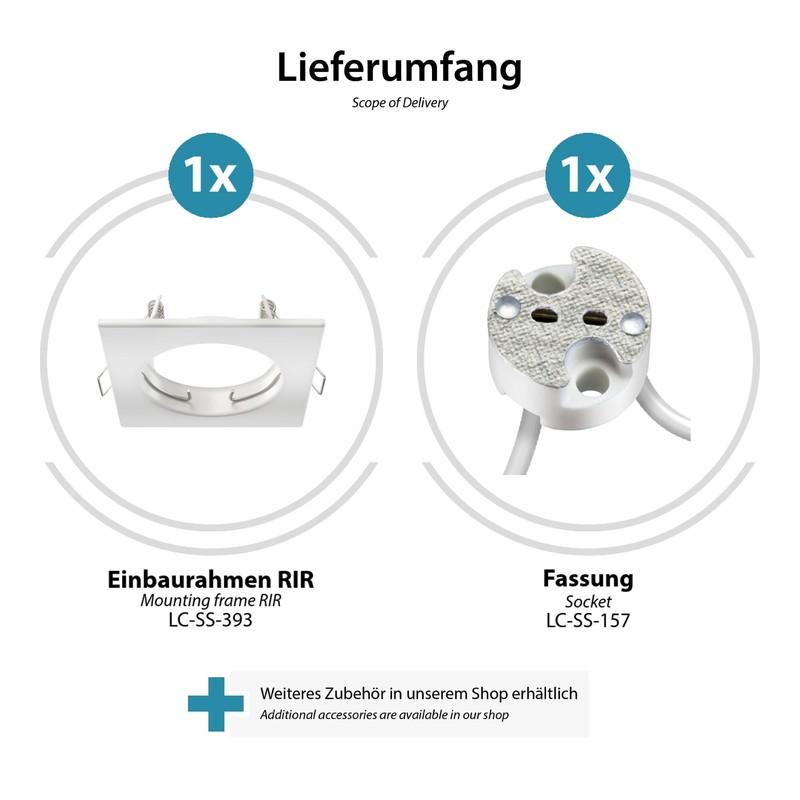 ledscom.de 6 pcs. recessed Ceiling Frame RIR recessed Frame White