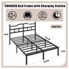 SHOANED Metal Bed Frame with Charging Station - 14 Inch
