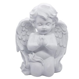 realideas White Kneeling Praying Cherub Statue Indoor Outdoor Home Garden Decoration Wings Angel Statue Memorial Sculpture