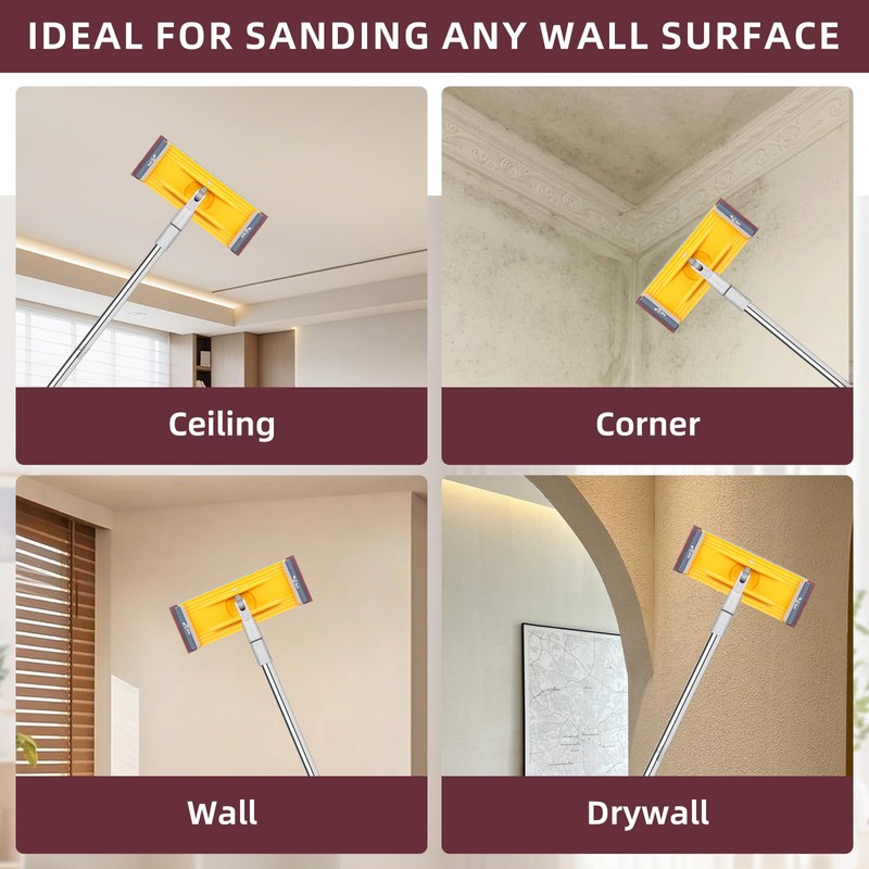 Pole Sander For Drywall Adjustable Extension - Manual Hand Sanding