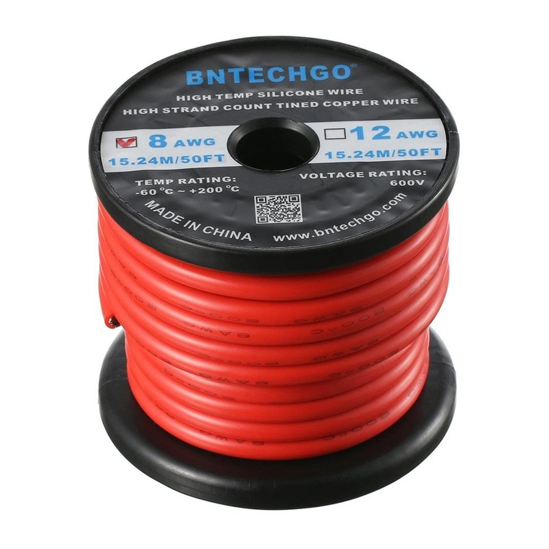BNTECHGO 8 Gauge Silicone Wire Spool 50 ft Red Flexible