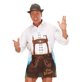 W WIDMANN MILANO Party Fashion 9438M - Bayerische Schürze mit Lederhosenaufdruck, Bierfest, Grillparty, Karneval