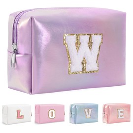 Bhyzdi Birthday Gifts for Women Wife, Travel Makeup Bag Chenille Letter Pouch Cosmetic Bag, Makeup Travel Organizer, Monogrammed Bridesmaid Gifts for Women, Cute Stuff for Teen Girls