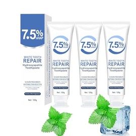3 Pcs 7.5% Hydroxyapatite Toothpastes for Enamel Protection and Tooth Strengthening, Stain Removal, Whitening Tooth, Gentle Mint, Fresh Breath, Daily Use for Oral Health