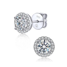 MomentWish Moissanite Earrings, Women's, Men's, 0.6 - 2 Ct, D Color, Moissanite Earrings, 925 Silver, Hypoallergenic, Unisex, Diamond Earrings, Popular Gift