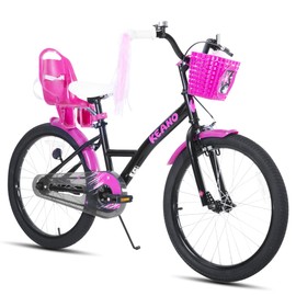 KEANO Zinnia 20 Inch Kids Bike for Girls Ages 7-10 Years, 20 Inch Girls' Bikes with Kickstand, Streamers, Basket and Doll Seat, Children Bicycles Black