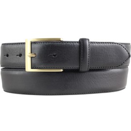 BELTINGER High-quality suit belt made of full cowhide leather with golden belt buckle 3.5 cm | cambered leather belt men's 35 mm | business belt made in Italy, Black, Gold