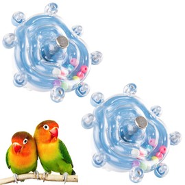 Set of 2 Parrot Toys, Rotating, Sound When Turned, For Birds and Small Animals, For Dogs, Cats, Training, Chewing, Stress Relief, Easy Installation (Blue)