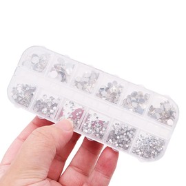 Hsthe Sea 2016 Pieces Flatback Gems Round Crystal Rhinestones for DIY Mixed 6 Green with Tweezers and Pen (Crystal Clear)