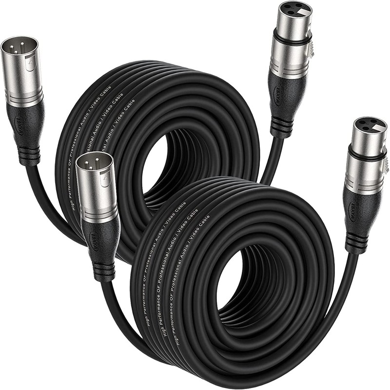 EBXYA Cable XLR de 50 pies, 2 paquetes de cable