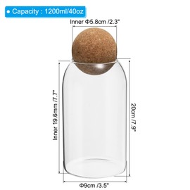 PATIKIL 1200ml/40oz Glass Storage Container with Ball Cork, Kitchen Glass Jar Candy Jars Decorative Glass Canister for Nuts Sugar Coffee Beans (20x9cm)