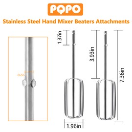 Hand Mixer Beaters Stainless Steel Attachments Compatible with Kitchen Aid Hand Mixer 2PCS