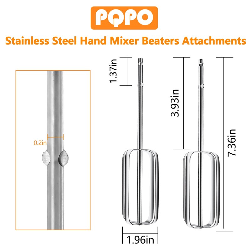 Hand Mixer Beaters Stainless Steel Attachments Compatible with Kitchen Aid