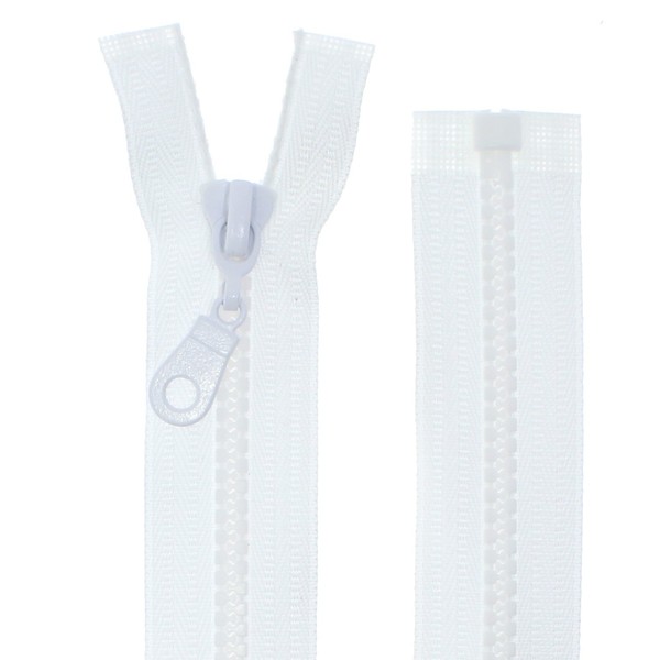Plastic Zips, Coarse 5 mm, Separable (80 cm, White)