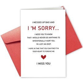 Gevinna Poem I'm Sorry Card, Forgive Me & Make Up Card - Apology Gifts for Her & Him